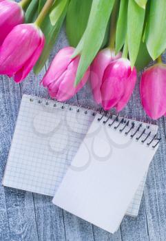 flowers and note