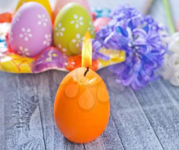 easter eggs and candle