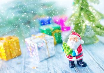 christmas decoration and christmas tree on a table