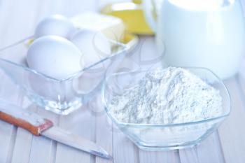 ingredients for dough on the white table
