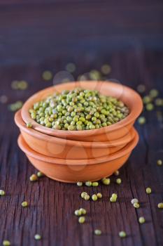 raw mung in bowl and on a table