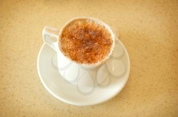 aroma coffee in white cup on the table