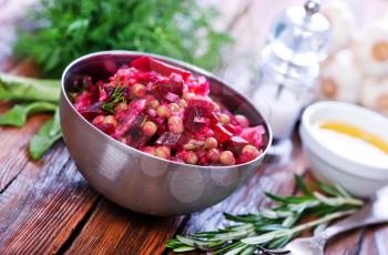 salad with boiled beet in the bowl