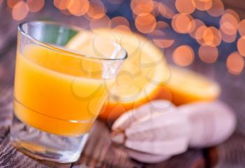 christmas drink in glass and on a table