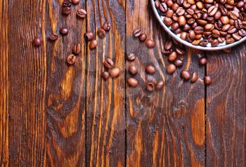 aroma coffee beans on the wooden table