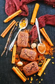 chocolate cakes with spice on a table