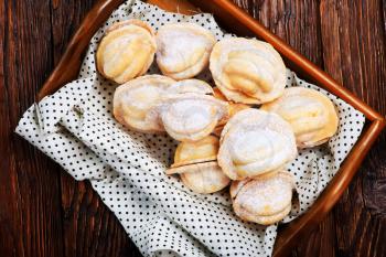 sweet baking with cream and sugar powder