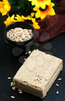 halva on plate and on a table