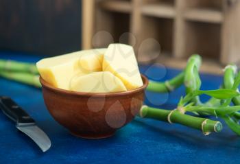 bamboo shoot in bowl and on a table
