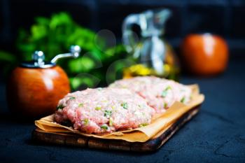raw cutlets from chicken, cutlets for burger