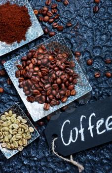 coffee beans on a table, stock photo