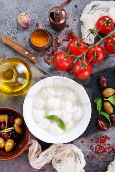 fresh ingredients for caprese salad on a table