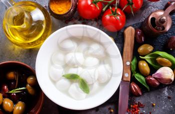 fresh ingredients for caprese salad on a table