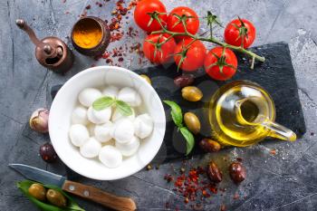 fresh ingredients for caprese salad on a table