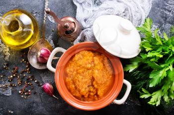 caviar from baked vegetables with salt and spice