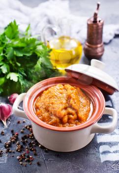 caviar from baked vegetables with salt and spice