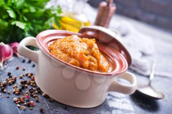 caviar from baked vegetables with salt and spice