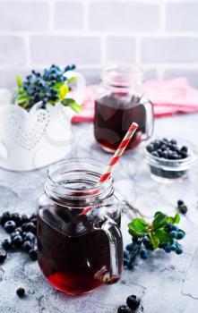 fresh blueberry drink on a table, stock photo