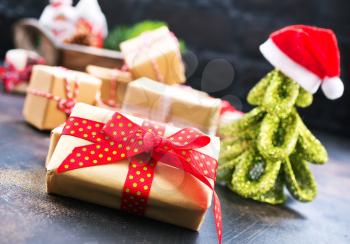 christmas decoration, box for present on a table