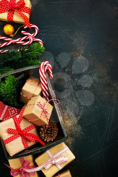 christmas background, christmas decoration on a table, stock photo