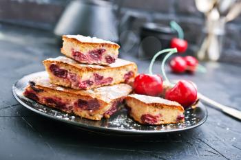 homemade pie with fresh cherry, sweet pie, stock photo