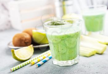 smoothie from fruit and vegetables, fresh smoothies in glass