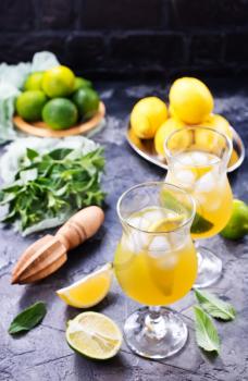 lemonad in glasses and on a table