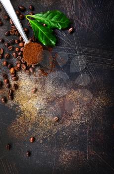 coffee beans on a table, stock photo