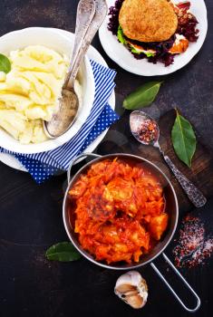  fried cabbage and mashed potato, stock photo