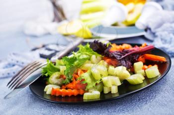 salad with celery and carrot, fresh diet salad