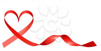 Red ribbon in heart shape on white background Valentines Day symbol 3D illustration