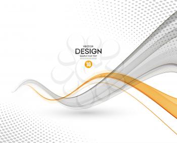 Abstract vector background, gray and orange waved lines for brochure, website, flyer design.  illustration eps10