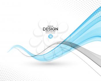 Abstract vector background, gray and blue waved lines for brochure, website, flyer design.  illustration eps10