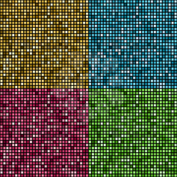 Set of Vector illustration shiny color mosaic background. Square shape
