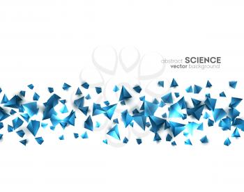 Abstract 3d chaotic particles. Blue Sci-fi pyramids. Abstract form  Low poly background. Vector Illustration EPS10.