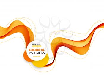 Abstract smooth color wave vector. Curve flow orange motion illustration