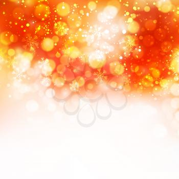 Christmas snowflakes background with bokeh. Vector illustration