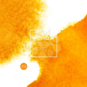 Abstract watercolor background. Orange Hand drawn watercolor backdrop, texture, stain watercolors on wet paper. Vector illustration