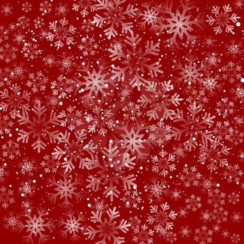 Vector illustration. Abstract Christmas snowflakes background. Red color