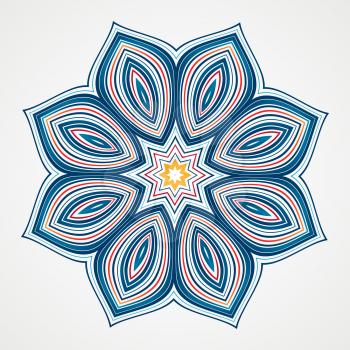 Abstract round ornament. Ethnic Fractal Mandala. Vector Circle Meditation Tattoo. Lotus flower