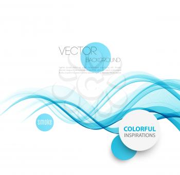 Vector Abstract blue smoke  curved lines background. Brochure design