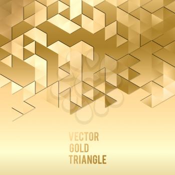 Abstract template background with gold triangle shapes. Vector illustration EPS10