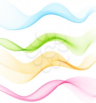 Vector Set of  color Abstract smoke  curved lines 