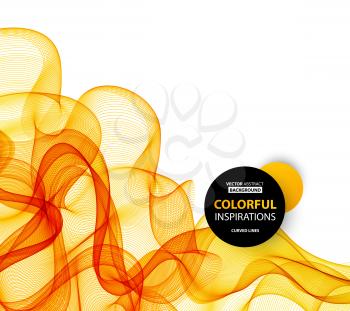 Vector Abstract orange curved smoky lines background. Brochure design