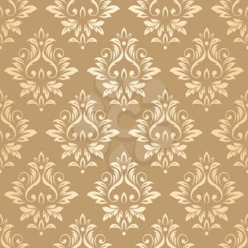 Luxury golden wallpaper. Vintage seamless damask pattern Vector background.
