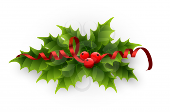 Vector Christmas holly berries and tinsel