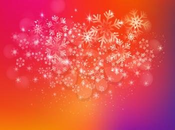 Merry Christmas Background with Snow and Lights. Vector illustration
