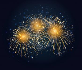 Vector Holiday Fireworks Background. Happy New Year