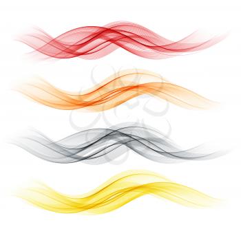 Vector set of abstract color wave. Smoke transparent wavy design