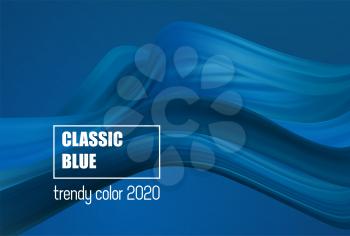 Classic Blue Color. Fashion color. Abstract flow form